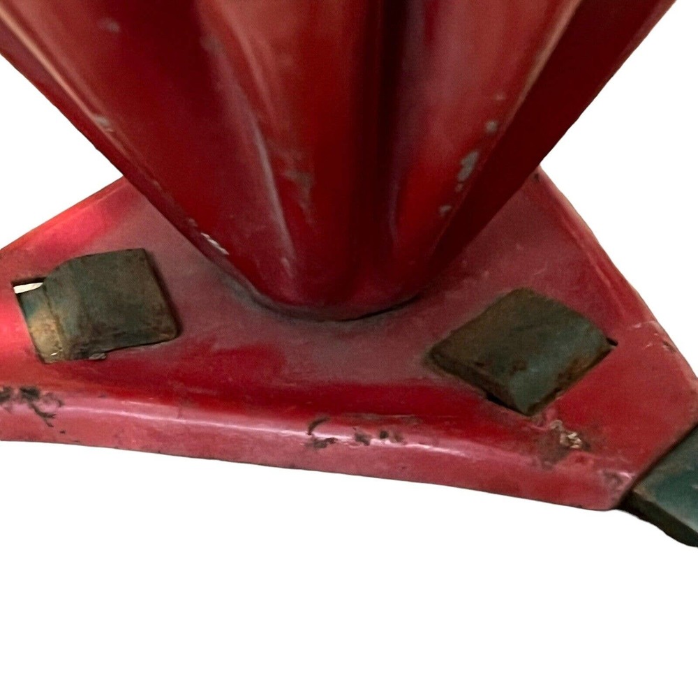 S&B Mfg. Co Milwaukee Christmas Tree Stand Fluted Red Green Metal Vintage 1950's - Picture 6 of 8